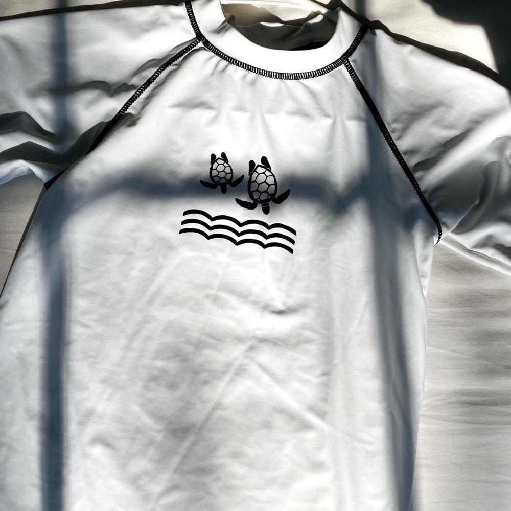 Girls Black & White Swim Top (Rash guard)